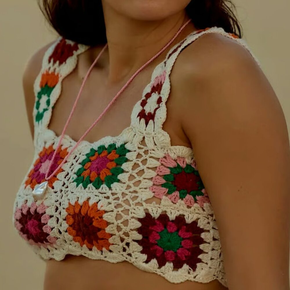 Beach Riot for Anthropologie Crochet Cotton Crop Top size M